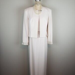 Daymor Couture Formal Candlelight Long Dress with Beadwork & Matching Jacket